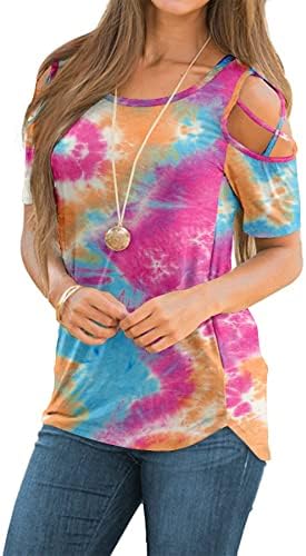 NILOUFO Women's Short Sleeve Tops Loose Fit Basic Tshirts Summer Casual Tunics (01-Colorful Orange, X-Large)