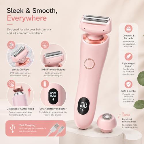 Image of MORTON DAVIES facial epilator hair removal machine for - face, chin, cheek, eyebrow, upper lip hair remover for women, usb rechargeable epilator machine Eyebrow trimmer (White) (PINK)