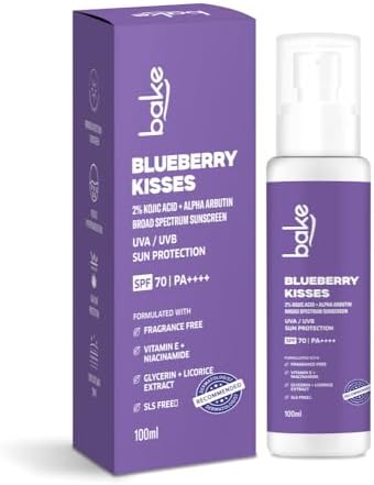 BAKE 100% Mineral Water Resistant Sunscreen SPF 70 PA+++ with 2% Kojic Acid, Alpha Arbutin & Niacinamide for Pigmentation, Dark Spots & Tan Removal | Broad Spectrum Sunscreen | Anti-Pigmentation, No Whitecast & Lightweight | 100g