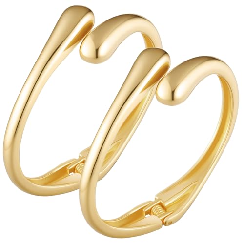 Gold/Silver Polished Chunky Bangle Bracelet for Women, Wide Twisted Cuff Hinged Bangle Waterdrop Teardrop, Minimalist Bangle Trendy Jewelry Gifts