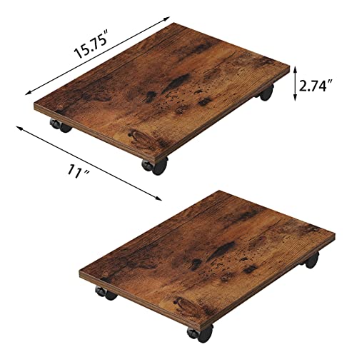 Join Iron Cpu Stand Computer Tower Stand, Set Of 2 Pc Tower Stand, Floor Pc Stand For Under Desk, Wood Cpu Holder Stand Cart With Lockable Wheels, For Office, Home（Brown #TOP4