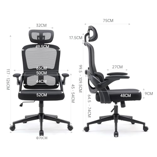 Image of SIHOO Ergonomic Office Chair, Office Chair with Up&Down Lumbar, High Back Home Desk Chair with 3D Armrests, Computer Chair with Adjustable 2D Headrest, Tilt Function Black
