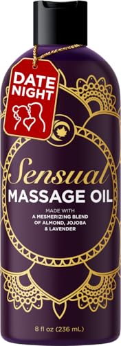 Aromatherapy Sensual Massage Oil for Couples - Relaxing Lavender Massaging Oil for Massage Therapy with Vitamin E Jojoba & Sweet Almond - Naturally Scented Vegan Non GMO & Gluten Free (8 Fl Oz)