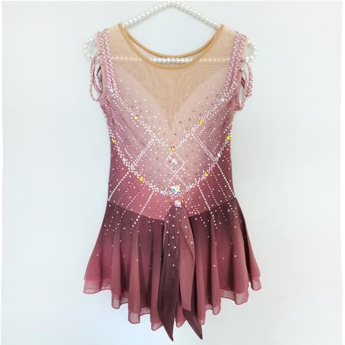 JoyCan Vestido de patinação artística com strass roxo para meninas, Roxa, M