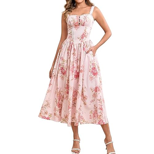 Robe d'été pour femme longue fleurie à bretelles noire