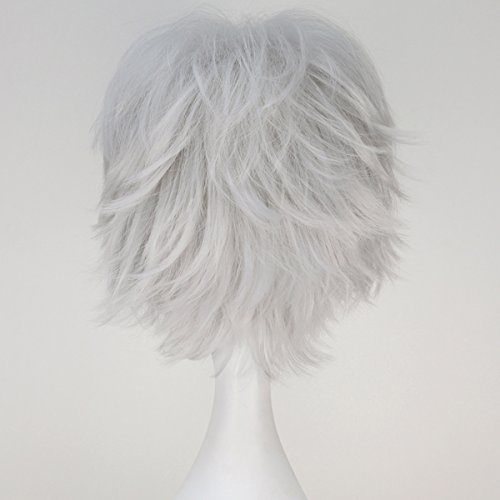 Miss U Hair Men Adult Short Straight Silvery Grey Anime Cosplay Ken Kaneki Halloween Wig #TOP4
