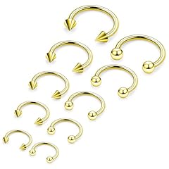 18G Gold - 6mm, 8mm, 10mm, 12mm, 14mm (1 pair each)