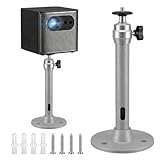 QLK Support Vidéoprojecteur Plafond et Mur, Support Videoprojecteur Universel en Aluminium, Orientable 360°, Support Projecteur Mini pour Bureau, Salon et Salle de Réunion
