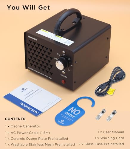 ONAMOR Eliminador de odores de gerador de ozônio 50.000 mg, remoção de odores de máquina de ozônio d