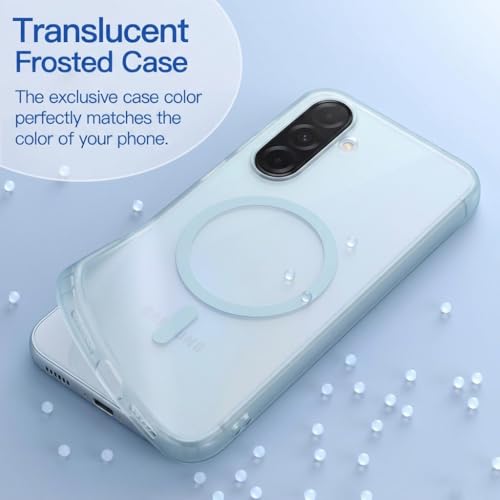 Image of DIZORO Matte Case for Samsung Galaxy A36 Compatible with MagSafe, Camera Lens Full Protection, Shockproof Translucent Frosted TPU Soft Phone Cover, Anti-Fingerprint (Blue)