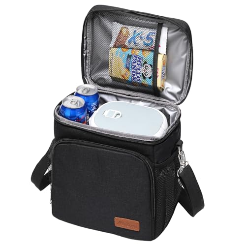 TuErcao Small Soft Cooler, 18 Can Cooler Box for Men Work Camping Beach Travel, Leakproof Portable Lightweight Collapsible Ice Chest with Shoulder Strap, Insulated CoolerBag for Road Trip Car, Black