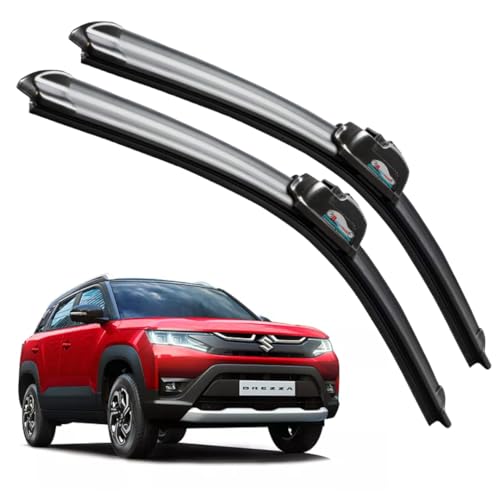 Image of Frameless Rubber Car Wiper Blades Set of 2 Compatible with (Maruti brezza (D-24,P-17))