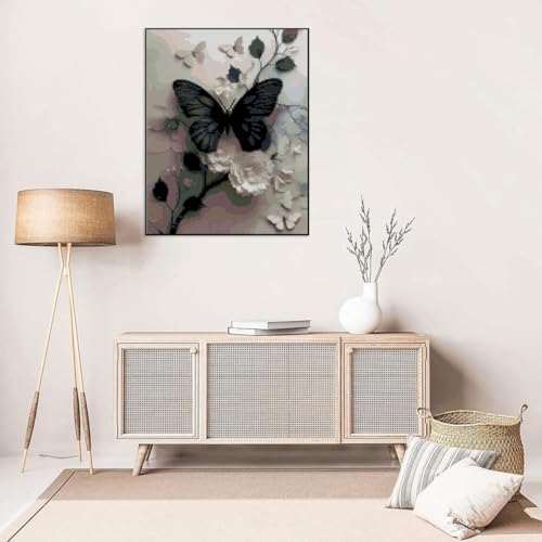 Image of Butterfly Flower Stamped Cross Stitch Kits Flowers Cross Stitch Patterns,Dimensions Cross Stitch Kits Embroidery Kit Arts and Crafts for Beginners 15.7x11.8 inch