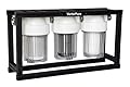 S3 Mini External 3-Stage RV Fresh Water Filter System, Compact, 5 Inch Filters, 3/4" GHT Stainless Steel Fittings, Reduce Sediment, Chlorine, Odor, All Aluminium Free-Standing Chassis, Clear
