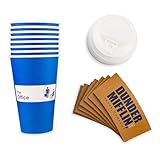 Silver Buffalo The Office Dunder Mifflin 8pk Paper Travel Disposable Cups with Lid, 16 Ounces