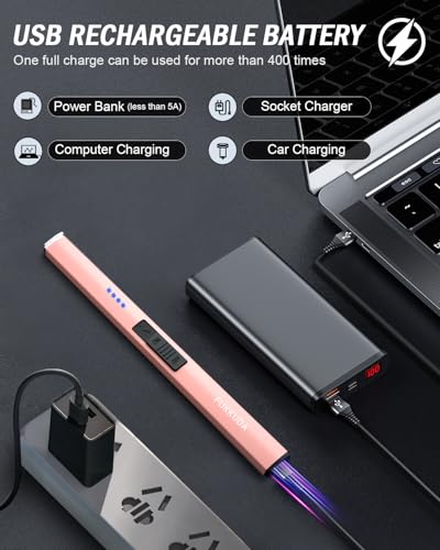 Encendedor eléctrico recargable USB pack 2 rosa dorado miniatura 6