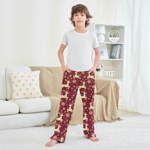 Christmas Pajama Pants Snowflake Deer Pattern Long Sleep Pants Lounge Bottoms4