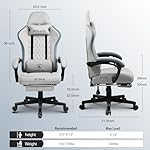 GTPLAYER Gaming Stuhl Ergonomischer Gaming Sessel Schreibtischstuhl mit Stoffoberfläche, Federsitzkissen, Verbindungsarmlehnen und Fußstütze Grau – Bild 3
