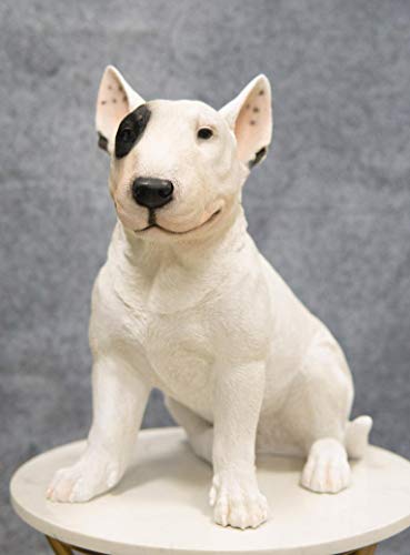 Ebros Large Lifelike Realistic Comical Bull Terrier Statue 16" Wide Fine Pedigree Dog Breed Gallery Quality Collectible Decor with Glass Eyes Figurine