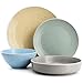 Elama Emilia 16 Piece Double Bowl Stoneware Dinnerware Set (Multi-Color), Service for 4 …