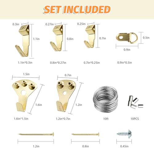 Image of Picture Hanging Kits 260pcs, Heavy Duty Picture Hangers for Drywall, Picture Hooks, Picture Hooks for Hanging Mirrors, Picture Frame Hangers with Nails, Hanging Wires, etc