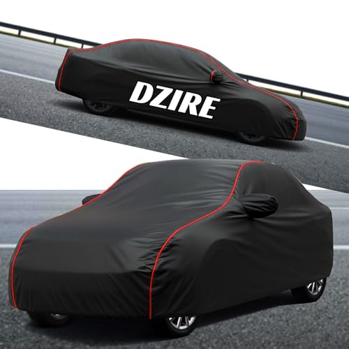 Image of Teenox Polyester Car Body Cover Compatible for All New Maruti Dzire [2025-2026] All Variants | Heavy Stitched with Piping | All Weather Protection Cover - Black