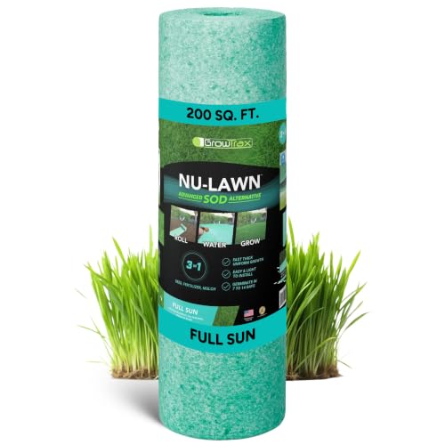 Growtrax 200 Sq Ft Biodegradable Kentucky Blue and Perennial Rye Blend Grass Seed Mat - Mix & Fertilizer Mat for Ball Fields Parks & Residential Lawns