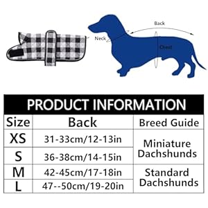 Geyecete Waterproof Warm Thermal Quilted Dachshund Coat with Warm Fleecy Lining Inside,Outdoor Dog Apparel with Adjustable Bands for Small,Medium Dog-Black-S Geyecete Waterproof Warm Thermal Quilted Dachshund Coat with Warm Fleecy Lining InsideOutdoor Dog Apparel with Adjustable Bands for SmallMedium Dog Black S