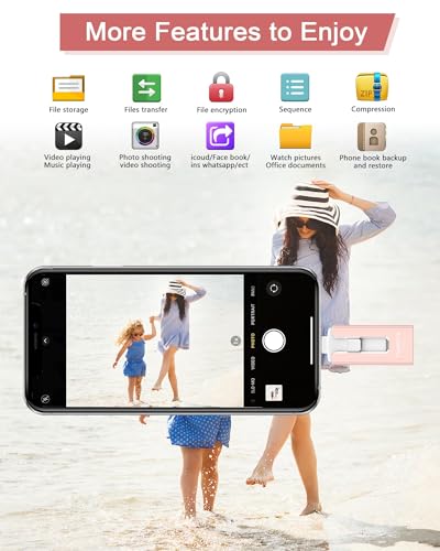 Image of 256GB USB Flash Drive for Phone and Pad, High Speed External USB Thumb Drives - Photo Storage Memory Stick for Save More Photos and Videos (Pink, 256GB)