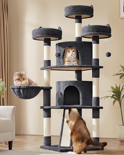 Yaheetech 68.5in Cat Tree for Large Cats, Multi-Level Cat Tower with 3 Wide Perches, Large Condo,...