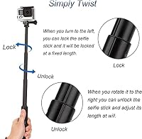94cm Ausziehbar Wasserdicht Selfie Stick Kompatibel mit Gopro AKASO – Ansicht 4