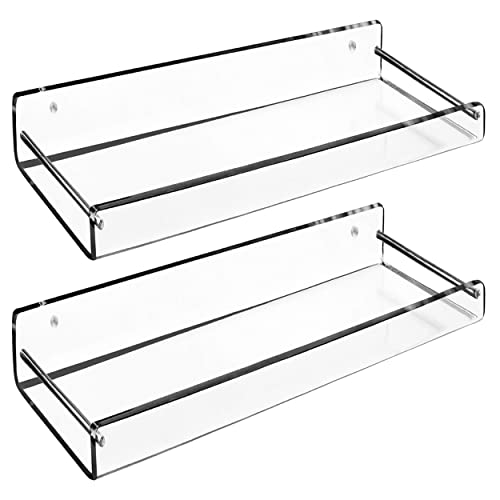 Estantes de pared flotantes acrílicos (2, XL)