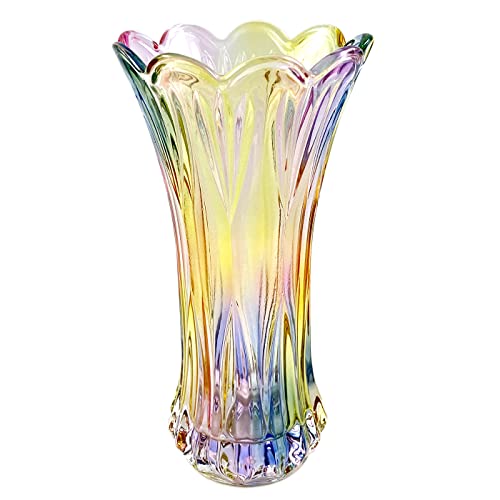 EWEIGEER Crystal Glass Vase,Colorful Flower Vase for Home Decor,Table,Living Room Decoration,Cool Design