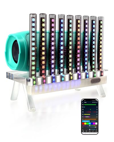 Heepulor Sound Reactive Ambient Light, Smart App-Controlled Music Rhythm Lamp with Custom Modes, Designed for Portable Speaker Setup for Bedroom, Dorm, Living Room (Black)