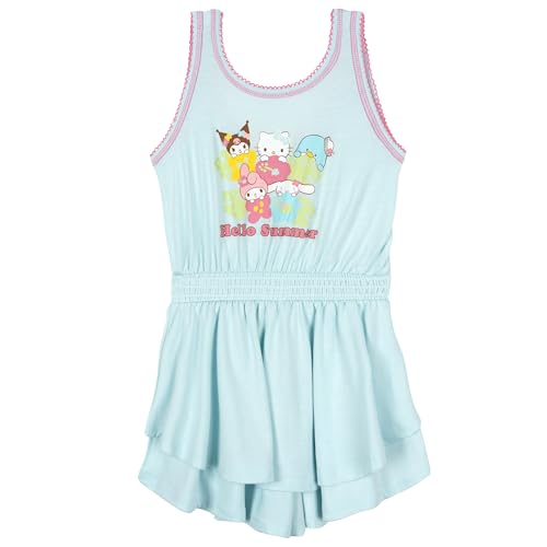 Hello Kitty Little Girls Sleeveless Romper With Skirt Overlay Blue Friends 7-8