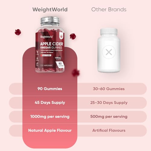 Apple Cider Vinegar Gummies 1000mg - 90 ACV Gummies - with ''The Mother'', Vitamin C, B12, B6, B9 & Beetroot Powder - Vegan & Unfiltered - Image 4