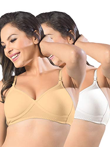 Image of SONARI Womens Non Padded Regular Cotton Bra | Wire-Free, Medium Coverage, Sewn-in Bump for Natural Lift, Polycotton Blend Fabric, Hook & Eye Closure, Adjustable Straps - Violet