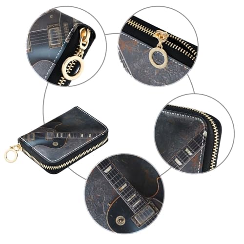 Women's Guitar Credit Card Holder Wallet Leather Zipper Card Case for Ladies Girls 203254264