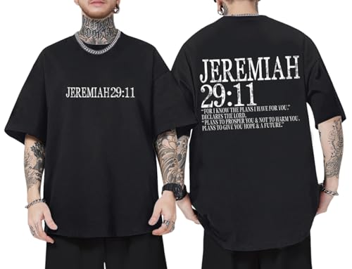 Christian Bible Verse Shirts for Men Jeremiah 29:11 Jesus God Religious Faith T Shirt Oversized Graphic Tees Tops