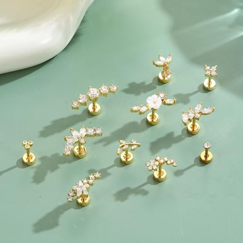 Stainless Steel 16G Flat Back Cartilage Conch Helix Earrings for Women by ZELORES - Used condition - Image 6