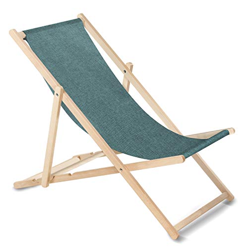 Green Blue GB183M Chaise Longue de Jardin en Bois Transat Melange Turquoise