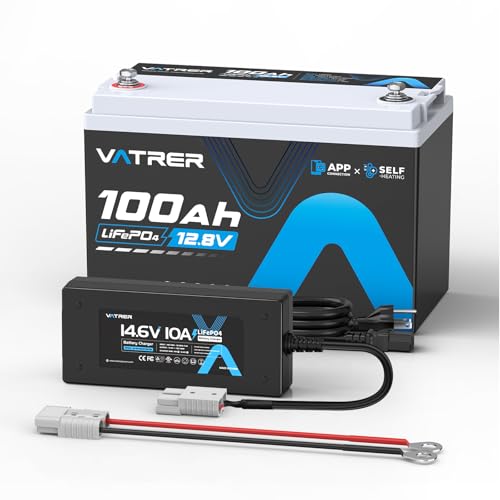 Image of 12V 100Ah Group 31 Lithium LiFePO4 Battery with Self-Heating 100A BMS Rechargeable Battery + 14.6V 10A AC-DC LiFePO4 Battery Charger, Perfect for RVs, Boats, Off-Grid, Home Energy Storage, etc.
