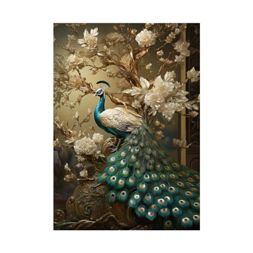 Toile peinture abstrait de paon SIVAJI haut de gamme 60x80cm decoration salon moderne