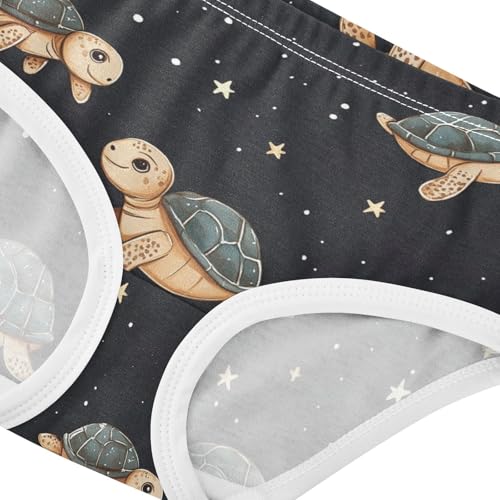 Wusikd Turtles Stars Girls' Underwear Cotton Galaxy Girls Briefs Soft Toddler Underwear 2T4