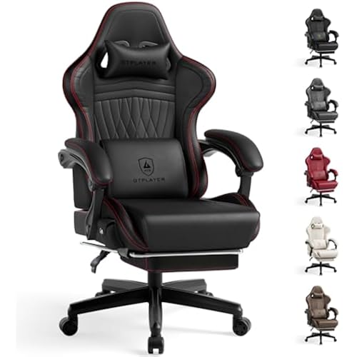 GTPLAYER Gaming Chair with Speakers, Video Game Chairs with Footrest, PC Gamer Chairs for Adults - Padded High Back Ergonomic Reclining Silla Gamer, Linkage Armrest, Ace Pro, Red