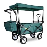 Aufbewahrungswagen, Zusammenklappbarer Gartenwagen, Robuster Wagen Mit Baldachin, Tragbarer Multifunktions-Einkaufswagen Für Outdoor-Camping, Angeln, Handwagen Mit 4 Rädern, Belastung: 80 Kg (Schwar