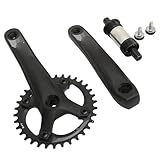 SUNGOOYUE Mountain Bike Crankset, Aluminum Alloy Lightweight Bike Crank Arm Set with 34T 104 BCD Chainring for 7-12 Speed Mountain