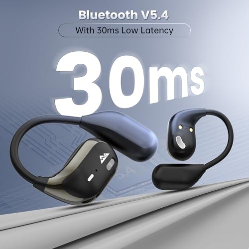 Image of WeCool Moonwalk M2 Pro Open Ear Earbuds Wireless with Ergonomic Ear Hooks, Bluetooth 5.4 Ows Earphones with Call Noise Reduction, Ear Safe Headphones with Mic, 60H Playtime, Leather Zip Case, IP55