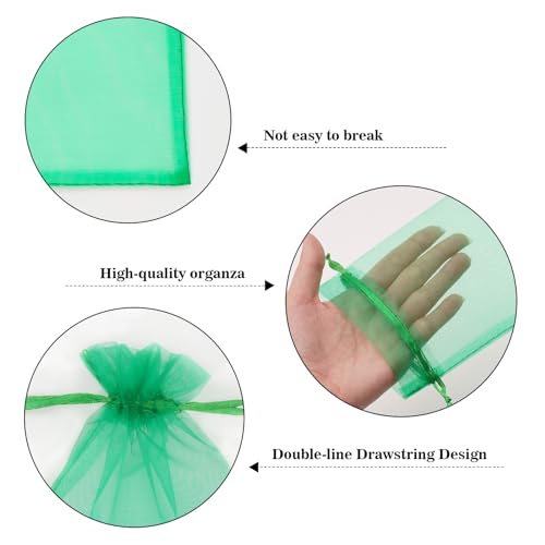 Image of joycraft 50Pcs Organza Bags, 2.7 inchx3.5 inch Sheer Drawstring Gift Bags, Organza Jewelry Pouches, Party Favor Bags, Green Organza Gift Bags, Packaging Bags for Jewelry, Makeup, Candy, Festival
