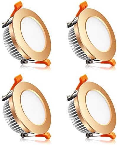 YGS-Tech 2 Inch LED Recessed Lighting Dimmable Downlight, 3W(35W Halogen Equivalent), 3000K Warm White, CRI80, Gold Trim, LED Ceiling Light with LED Driver (4 Pack)